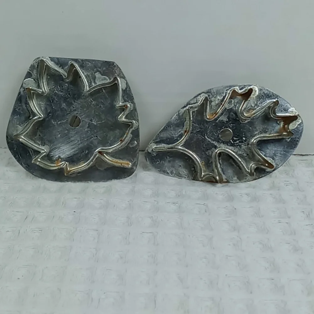 Vintage B.Cukla Set Of 2 Leaf  Cookie Cutters Tin With Handles